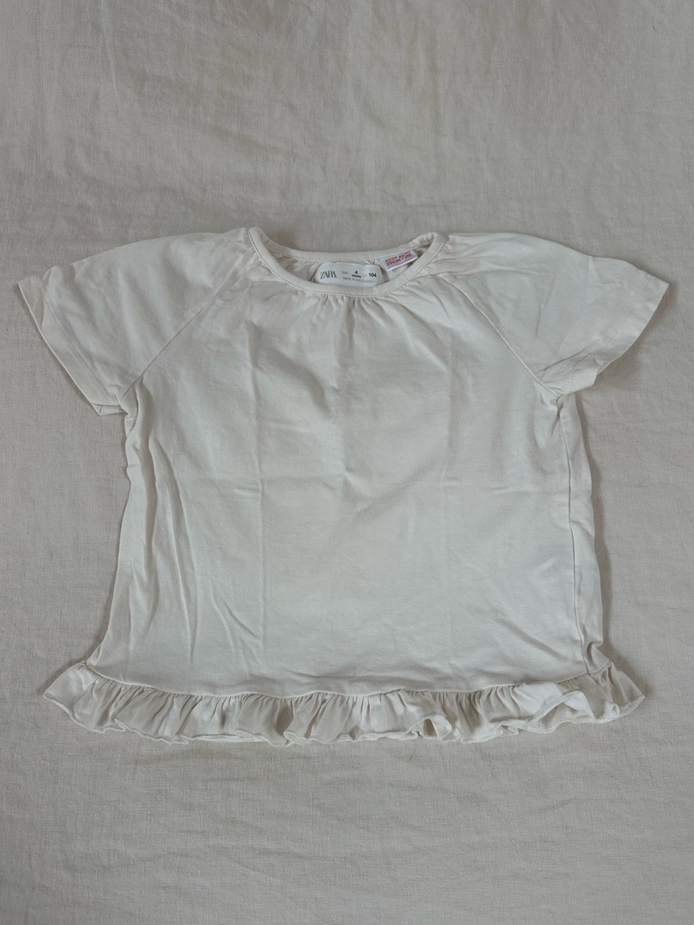 Zara Girls Ruffle Tee Shirt 4 Years